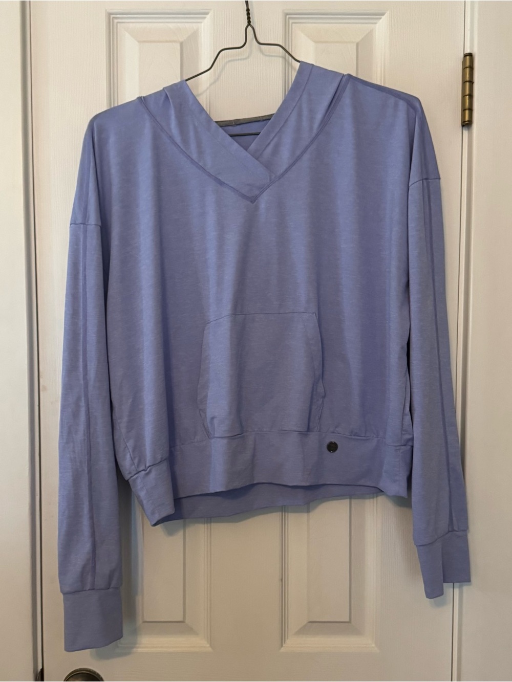 prAna Cropped Hooded Top Lightweight Light Blue Pullover Hoodie Women’s M/L